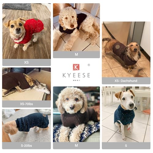 KYEESE Dog Sweater with Leash Hole Warm Pullover with Reflective Yarn for Small and Medium Dogs Male Soft Knit Pullover Boy Dog Coats Cozy Lightweight Thick Sweater,Khaki,Medium - color: 2# Khaki, size: M (24-30lbs)