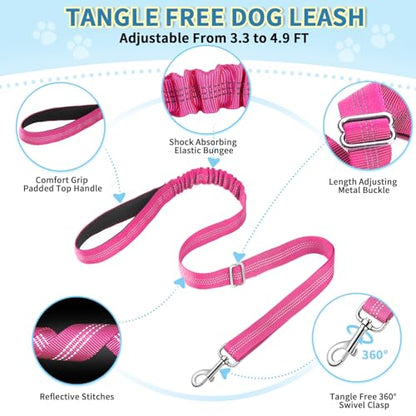 Lukovee No Pull Dog Harness and Leash Set, Soft Padded Small Dog Harness, Neck & Chest Adjustable Reflective Vest Puppy Harness with 4ft Lightweight Anti-Twist Dog Leash for Small Dogs (XXS, Fuschia) - color: Fuchsia - with Stripe, size: XXS ( Chest 11.5'