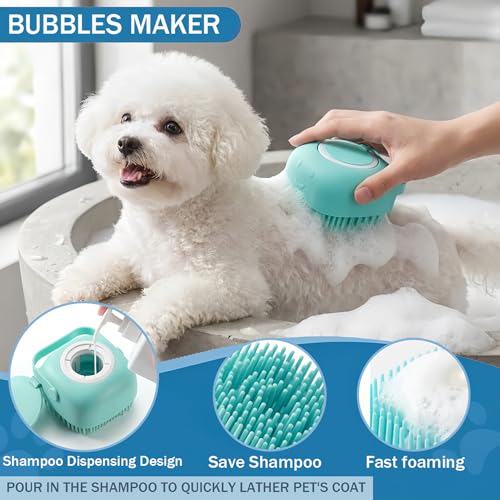 19PCS Dog Bath Kit & Dog Brush Kit for Dogs & Cats - Professional Pet Grooming Tools Set with Shedding Brush, Bath Scrubber, Dematting Comb & Storage Bag - Complete Dog Washing Essentials, Blue - color: 19PCS-Blue