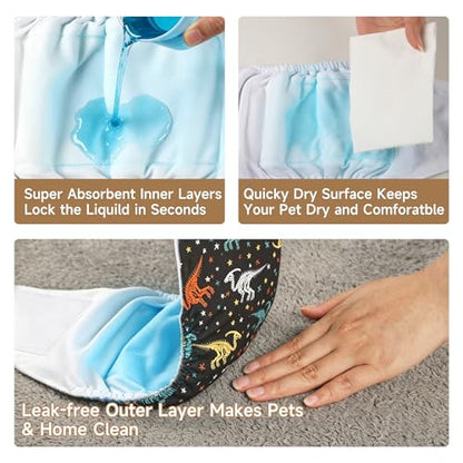 wegreeco Washable Male Dog Belly Band (Stylish Pattern) - Pack of 3 - Dog Diapers Male - Washable Male Dog Belly Wrap (Dinosaur Fossils, X-Small) - color: Dinosaur Fossils, size: X-Small (Pack of 3)