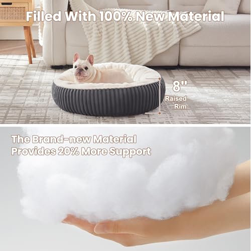 30 inches Donut Dog Bed for Medium Dogs,Calming Round Pet Bed with Removable Cover,Washable Milk Plush Faux Fur, Fits Pets up to 30 lbs(Charcoal,Medium) - color: Charcoal, size: 30.0"L x 30.0"W x 8.0"Th