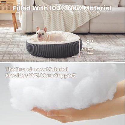 30 inches Donut Dog Bed for Medium Dogs,Calming Round Pet Bed with Removable Cover,Washable Milk Plush Faux Fur, Fits Pets up to 30 lbs(Charcoal,Medium) - color: Charcoal, size: 30.0"L x 30.0"W x 8.0"Th