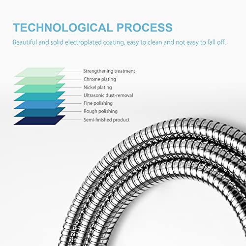 OFFO Shower Hose, 100 in Kink Free Stainless Steel Shower Hose Attachment Electroplating Handheld Shower Head Hose Flex Hoses Extension with Brass Insert & Nut for Pet Bathing Cleaning,Chrome - color: Chrome, size: 100 in