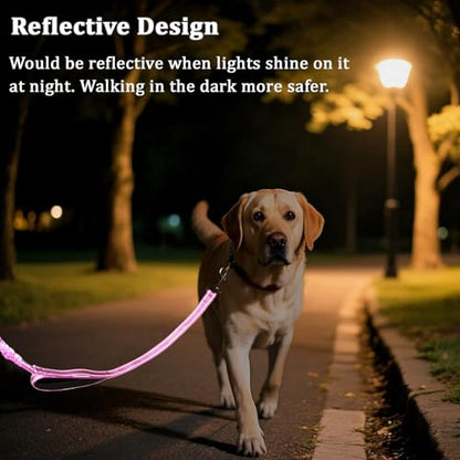 WYuZe 3 Handle Dog Leash for Large Dogs 7FT Nylon Bungee Dog Training Leash | Reflective Heavy Duty Traffic Leash with Shock Absorbing Triple Padded Handle, for Medium Dog Control No Pull Walking Hiking - color: Pink