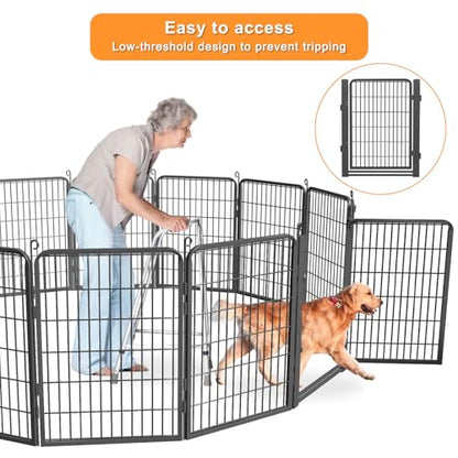 Low Threshold Dog Playpens Fence Indoor, 40 inch 42 Panels Heavy Duty Metal Outdoor Pet Playpen for Large/Medium/Small Dogs, Tall Dog Play Exercise Pens Outside - color: 42 Panels-40 Inch
