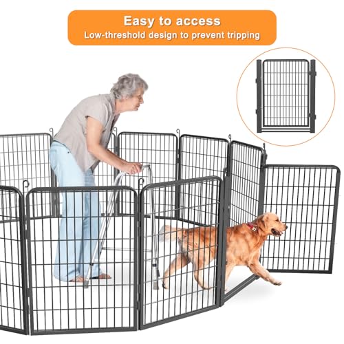 Low Threshold Dog Playpens Fence Indoor, 40 inch 24 Panels Heavy Duty Metal Outdoor Pet Playpen for Large/Medium/Small Dogs, Tall Dog Play Exercise Pens Outside - color: 24 Panels-40 Inch