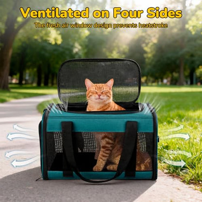 Hipubby Cat Carrier Dog Carrier for Pets Up to 16 Lbs, Soft-Sided Pet Travel Carrier for Cats and Small Dogs, Airline Approved Pet Carrying Case with Shoulder Strap & Removable Mat - Blue - color: Blue