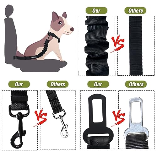 COOYOO Dog Seat Belt,3 Piece Set Retractable Dog Car Adjustable Seatbelts for Vehicle Nylon Pet Safety Heavy Duty & Elastic & Durable Car Harness for Dogs - color: Set 11-Black+Light Green