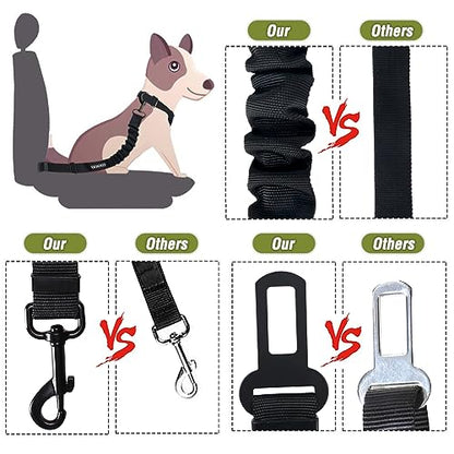 COOYOO Dog Seat Belt,3 Piece Set Retractable Dog Car Adjustable Seatbelts for Vehicle Nylon Pet Safety Heavy Duty & Elastic & Durable Car Harness for Dogs - color: Set 11-Black+Light Green
