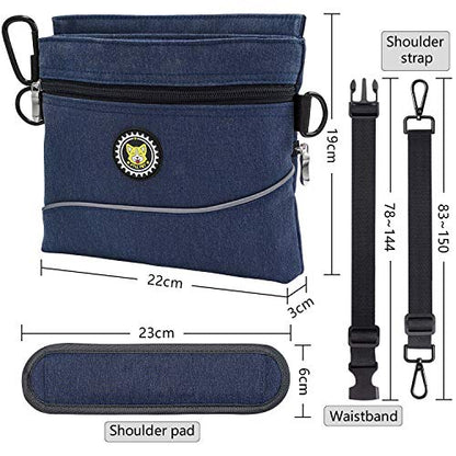 Viklluyr Dog Treat Pouch Bag with Magnetic Closure, Dog Food Carrier with Removable Inner Pocket, Perfect Dog Training Bag for Agility Training - Including Carabiner - color: Blue, size: L