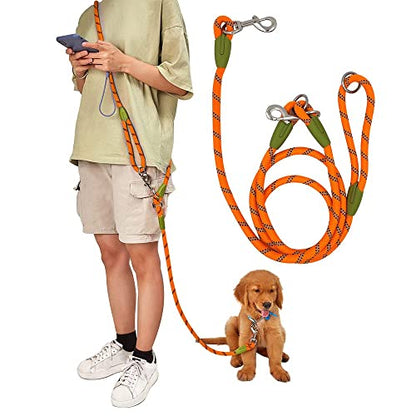 Hands Free Dog Leash Crossbody Dog Running Leash Handsfree Pet Rope for Hiking Training Heavy Duty Reflective Pet Walking Belt (Orange) - color: Orange