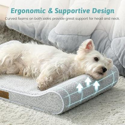 COZY KISS Dog Bed for Medium Dogs up to 65 lbs - Removable Washable Cover with Waterproof Lining & Non-Skid Bottom, Cotton-Polyester Blend Boat-Shaped Lounger Mattress, M(36x24x5.5in), Light Gray - color: Light gray, size: 36" L x 24" W x 5.5" Th