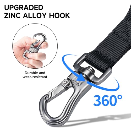 EXCELLENT ELITE SPANKER Military Bungee Dog Leash Elastic Leads Rope with 2 Padded Control Handle for Medium and Small Dogs (Black) - color: Black