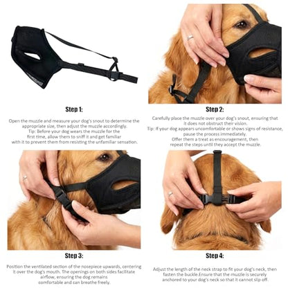 Dog Muzzle – Mesh Soft Muzzle for Small Medium Large Sized Dogs, Adjustable for No Bark, Scavenging, Licking & Chewing, Prevent Biting, Black (L) - size: L