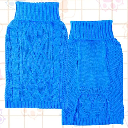 Dog Sweaters for Small Dogs Winter Dog Clothes Turtleneck Puppy Sweater Warm Pet Clothes Knitted Solid Cat Sweater Dogie Outfit XS~L(L-Blue,XS) - color: L-Blue, size: X-Small