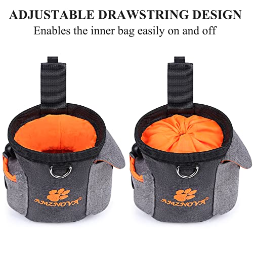 AMZNOVA Dog Treat Bag Treatnow Dog Treat Pouch, Training Pouch with Waist Belt & Clicker for Training & Walking, Waist Clip On Snack Fanny Pack for Pet, 3Cups, Heather Black - color: Heather Black
