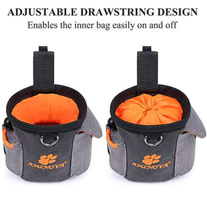 AMZNOVA Dog Treat Bag Treatnow Dog Treat Pouch, Training Pouch with Waist Belt & Clicker for Training & Walking, Waist Clip On Snack Fanny Pack for Pet, 3Cups, Heather Black - color: Heather Black