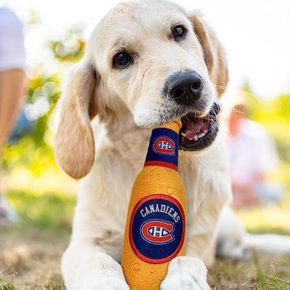 Pets First NHL Montreal Canadiens Beer Bottle Plush Dog & Cat Toy- Cutest Stadium SODA Bottle Snack Plush Toy for Dogs & Cats with Inner Squeaker & Beautiful Hockey Team/ Logo - color: Montreal Canadiens, style: NHL Beer Bottle Toy