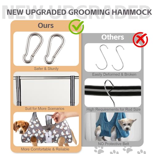 ATESON Dog Grooming Hammock Harness for Small Cats Dogs, Dog Grooming Sling for Cutting Nails, Pet Grooming Harness Hanging Holder Hanger for Nail Trimming with Nail Clippers, Nail File - size: S for Small Dogs 45LB
