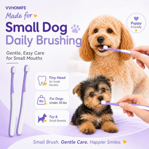 Small Dog Toothbrush, Mini Head, Soft Bristles, Under 30 lbs | Gentle Tiny Teeth Care. Curved Handle Reach. Soft Gum Comfort. Rubber Grip Control. Easy Daily Brushing. - size: 2 Count (Pack of 1)