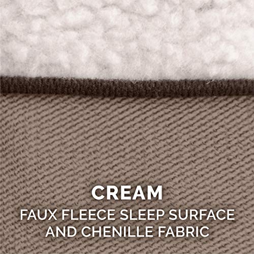 Furhaven Replacement Dog Bed Cover Sherpa & Chenille Sofa-Style, Machine Washable - Cream, Medium - color: (Sherpa & Chenille) Cream, size: Medium