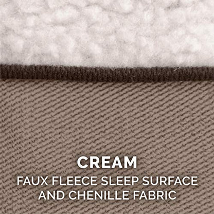 Furhaven Replacement Dog Bed Cover Sherpa & Chenille Sofa-Style, Machine Washable - Cream, Medium - color: (Sherpa & Chenille) Cream, size: Medium