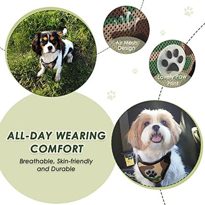 Lukovee Dog Car Harness Seat Belt, Adjustable Mesh Breathable Vest with Elastic Bungee Tether, Soft Padded 2-in-1 Safety Car Harness Seatbelt for Small Medium Large Dogs (Camouflage,XS) - color: ·Camouflage, size: X-Small