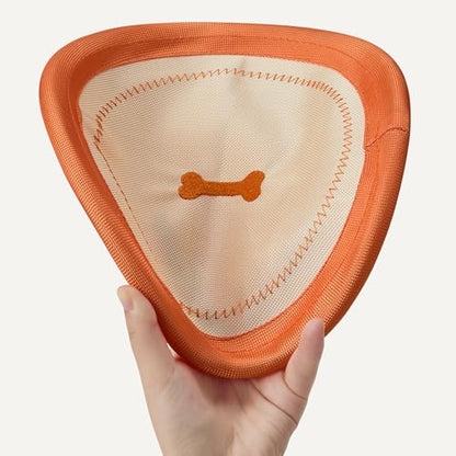 Amazon Basics Dog Flying Disc, Interactive Dog Toys for Fetch, Durable Water Floating, Soft Flexible Design, 1-Pack, 9.53 Inch, Beige/Orange - size: 1 Pack