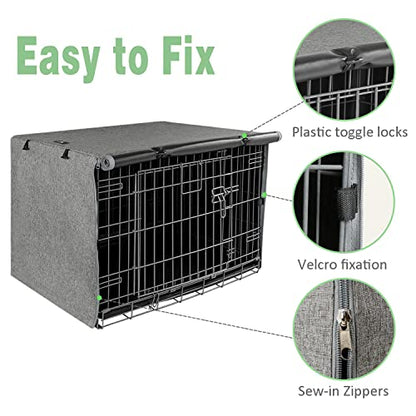 X-ZONE PET Double Door Dog Crate Cover - Polyester Pet Kennel Cover Fits 30 inches Wire Crate Grey - color: Grey, size: 30.0"L x 19.0"W x 21.0"H