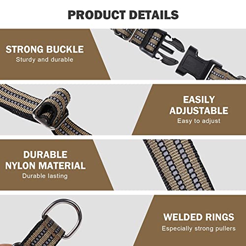 Hikiko Martingale Dog Collars Reflective Nylon Dog Collar with Quick Release Buckle Adjustable Training No Slip Dog Collar (Medium, Brown) - color: Brown, size: Medium
