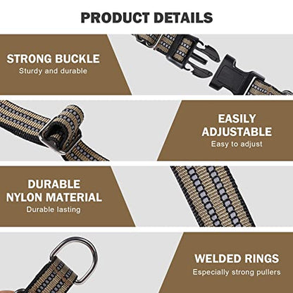 Hikiko Martingale Dog Collars Reflective Nylon Dog Collar with Quick Release Buckle Adjustable Training No Slip Dog Collar (Large, Brown) - color: Brown, size: Large