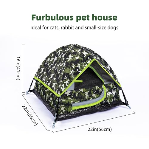GDanes Camouflage Cat Tent, Portable Pet Cat House with Soft Pad, Cat Cave, Dog House for Small Medium Dogs and Rabbits - color: Green