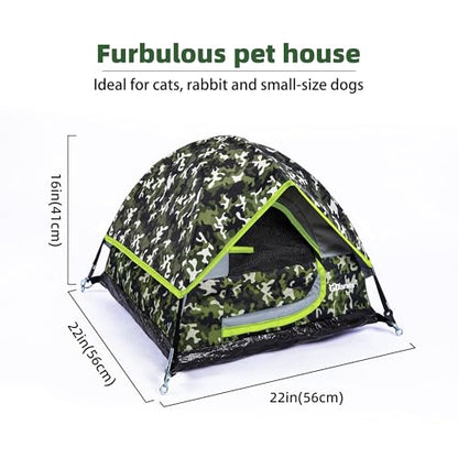 GDanes Camouflage Cat Tent, Portable Pet Cat House with Soft Pad, Cat Cave, Dog House for Small Medium Dogs and Rabbits - color: Green