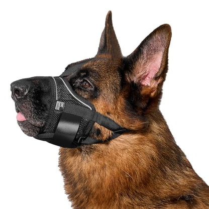 OneTigris Large Dog Muzzle, Soft Mesh Muzzles for Small Medium Large Dogs Chihuahua Poodle Husky Labrador Retriever, Breathable Dog Mouth Guard for Biting Chewing Grooming, Allow Panting Drinking(XXL) - size: XXL