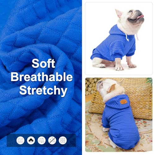 BEAUTYZOO Medium Dog Hoodie Sweater with Pockets, Dog Clothes for Small Medium Dogs Boy Girl, Waffle-Like Laminated Cotton Pet Coats with Hat and Leash Hole, Blue XL - color: Blue, size: XL (Back: 24",Chest: 34", Neck: 21")