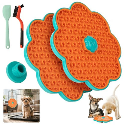 2 in 1 Lick Mat for Crate Training, Dog Slow Feeder Anxiety Relief Pad with Suction Cups, Dishwasher Safe, BPA-Free Silicone for Small & Medium Dogs, 2 Pack - size: 2