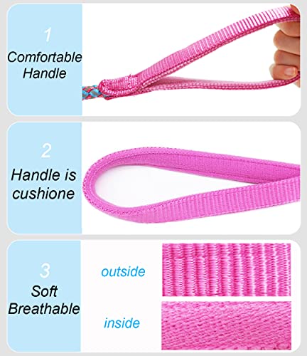 2/3/4/6/10 Foot Reflective Dog Leash Strong Nylon Rope Braided Heavy Duty for Large Medium Small Dogs Walking Training Leads (Pink, 3ft * 1/2") - color: Pink, size: 3ft * 1/2"