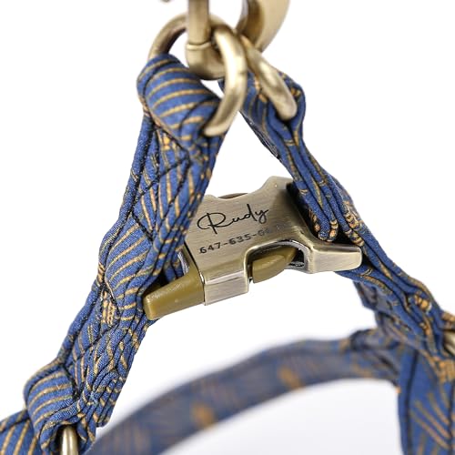 Angie and Allie Organic Cotton Personalized Step in Dog Harness,Custom Dog Halter Vests,Adjustable No Pull Canine Halter Harness for Small Medium Large Dogs - color: Japanese Waves, size: XS