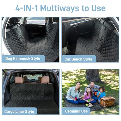 Large Dog Car Seat Cover for Back Seat, Universal Fit Bench Car Seat Cover, Waterproof Dog Hammock for Car with Adjustable Straps, Durable Seat Protector for Cars, Trucks & SUVs, Black - size: 51''x57''