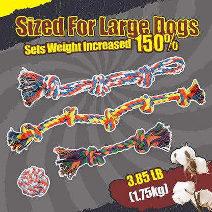 Dog Ropes Toys for Aggressive Chewers, Dog Toys Set With Eight Legs Ball for Large Breeds,Full of Attractiveness for Medium Dog, Heavy Duty Natural Cotton Rope Chew toy, Tug of War, Chewing 9PCS - color: 9 Packs