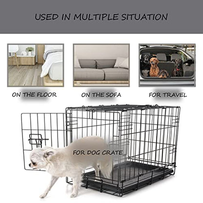 Washable Dog Bed Mat Crate Pad Soft Fluffy Pet Kennel Beds Dog Sleeping Mattress for Large Jumbo Medium Small Dogs, 24 x 18 Inch, Gray - color: Grey, size: 24.00" x 18.00" x 1.50"