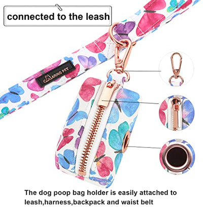 ARING PET Dog Waste Bag Dispenser, Cotton Doggy Poop Bags Holders Attach to Any Leashes, Portable Washable Butterfly Pattern Pet Waste Pouch Dispenser with Metal Zipper - color: B:Butterfly