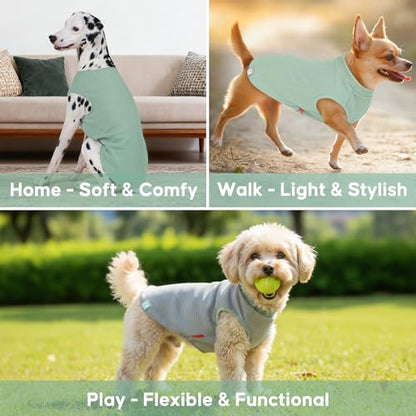 KYEESE 2Pack Dog Shirts Waffle for Small Dogs Stretchy Pet T-Shirts Lightweight Dog Tank Top Sleeveless Dogs Vest Breathable, Large, Green+Grey - color: 06# 2Pack(Green+Grey), size: Large (12-18lbs)