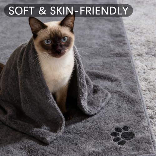 1Pack Microfiber Dog Towels for Drying Dogs,23.6'' X 11.9'', Super Absorbent and Soft Pet Grooming Towel, Perfect Shower & Bath Supplies for Dogs(Grey)