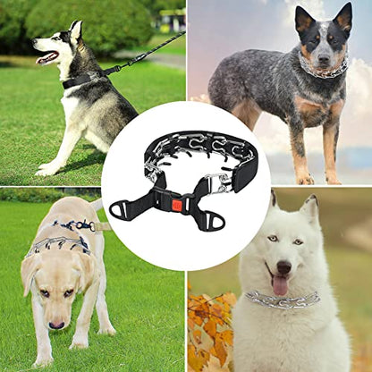 Dog Prong Collar, Adjustable Dog Training Collar with Quick Release Buckle for Small Medium Large Dogs - color: Luxury Black, size: XL/4.0mm (Neck: 20"-23" Weight: 90 lbs)