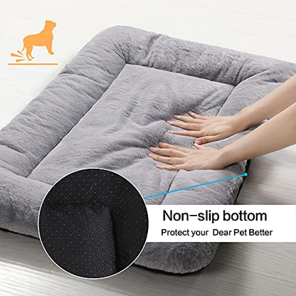Dog Beds Crate Pad for Small Dogs Ultra Soft Dog Crate Bed Washable & Anti-Slip Kennel Pad,Cat Bed Pad Mat,Gray 24inch - color: gray, size: 24.0"L x 18.0"W x 1.0"Th