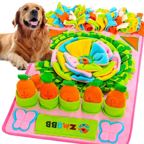 Pet Snuffle Mat for Dogs Sniff Mat Nosework Feeding Mat Slow Feeder Interactive Dog Puzzle Toys for Training and Stress Relief Encourages Natural Foraging Skills (31''x19''（Pink）) - size: 31''x19''（pink）