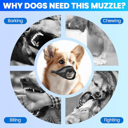3pack Dog Muzzle Suits for Small Medium Large Dogs, Drinkable Breathable Mouth Guard, Adjustable Strap Soft Dog Muzzle to Prevent Biting Chewing, Air Mesh Muzzles for Scavenging Licking (XS+S+M)