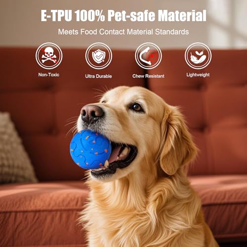 Interactive Dog Ball Toy, Smart Dog Toy for Medium and Large Dogs, Automatic Moving Rotating & Bouncing Ball, Durable E-TPU Material, IP54 Waterproof, Motion-Activated Dog Toy for Active Dogs - color: Blue