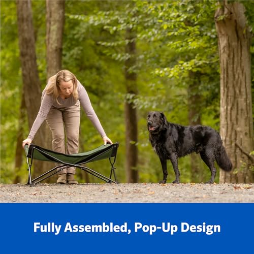 Coolaroo On-The-Go Elevated Dog Bed Kit – Portable & Cooling Travel Cot with HeatShield Fabric for Large Dogs, Lightweight & Compact, Includes Matching Carry Bag & Pacific Blue Bonus Cover, Large - color: Pacific Crest Blue, style: Large